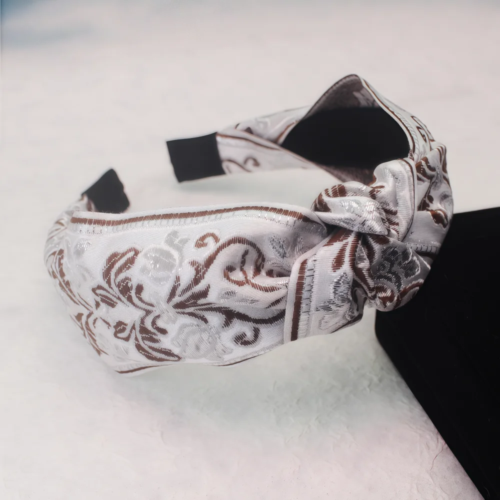 Ethnische Stil Stickerei geknotet Stirnband für Frauen Mädchen Stoff Haar Hoop weibliche waschen Gesicht Haarbänder Geschenke Haar-Accessoires – Detail 5