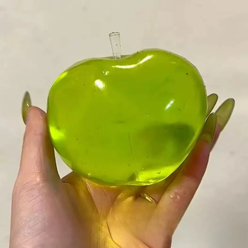 Soft Green Apple Stress Ball (1/2), Sensory Toy for ADHD and Autism, Slow Bounce Compression Toy for Adults and Boys and Girls