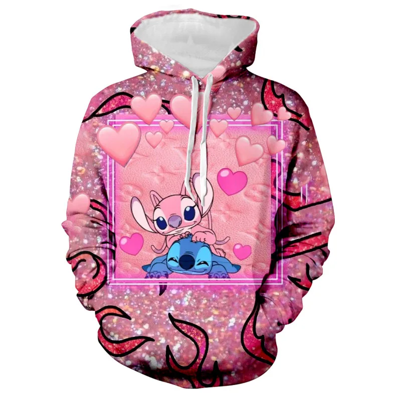 Stitch Cartoon Print Autumn Street New Children's Hoodies Harajuku Trendy Men's and Women's Fashion Casual Hoodies 2024