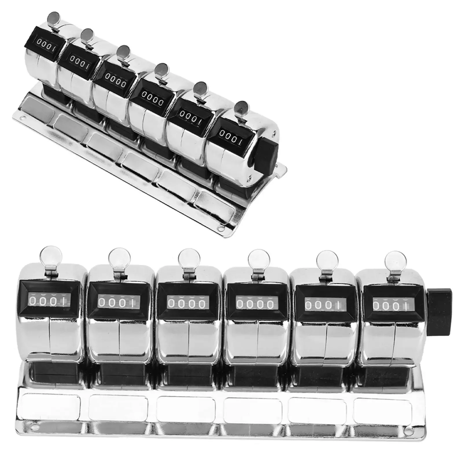 Mechanical Counter Metal Manual Clicker 4‑Digit Conjoined 6 Units Stainless Steel Tally