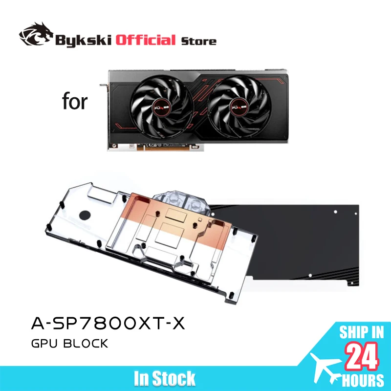Bykski GPU Water Block Use for Sapphire Radeon RX 7700XT/7800 XT NITRO Video Card /Copper Cooler RGB Radiator A-SP7800XT-X