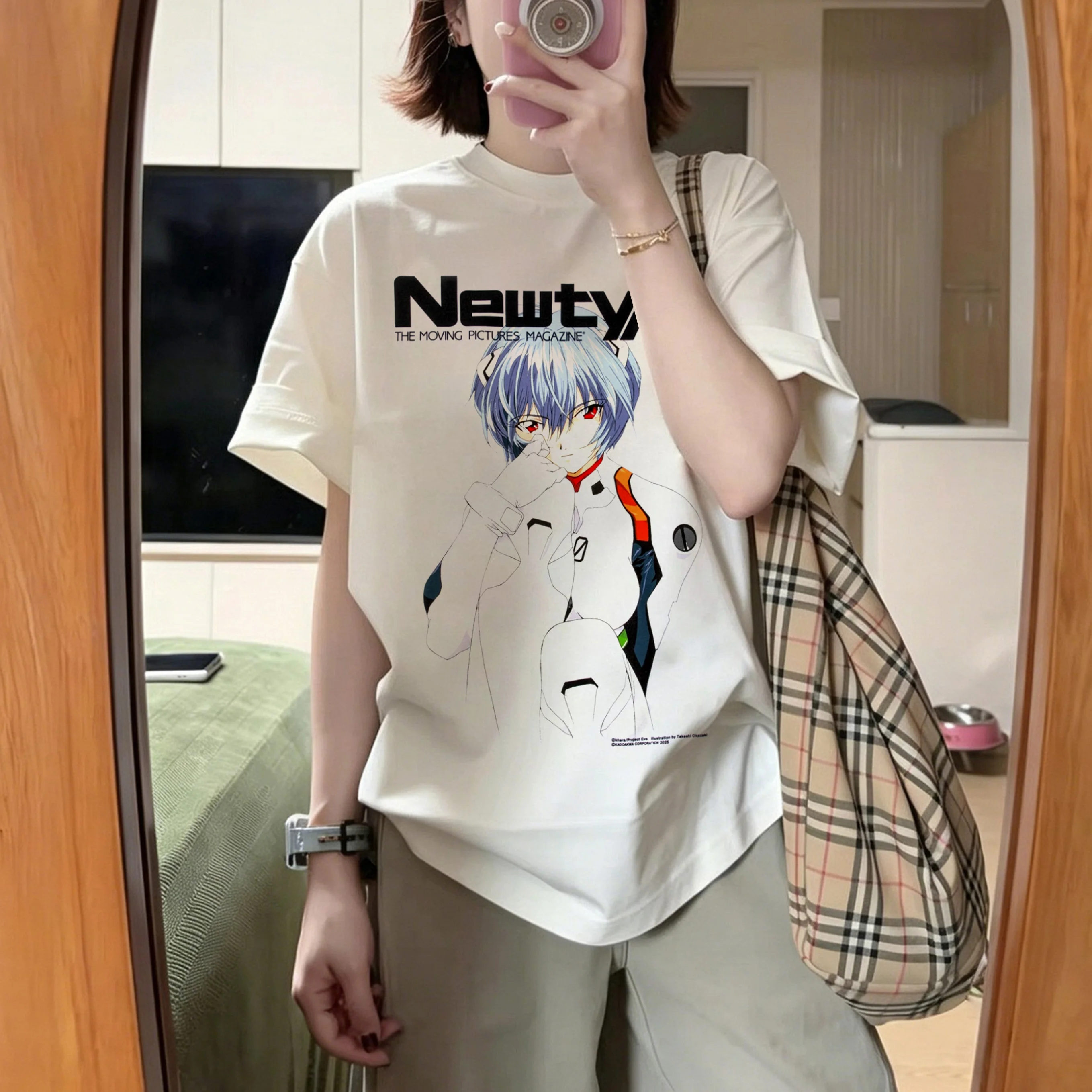 Neon Genesis Evangelion Ayanami Rei Asuka Classic Style Short Sleeve T-shirt Men Women 2026 Summer Parent-Child Cotton Tee Tops