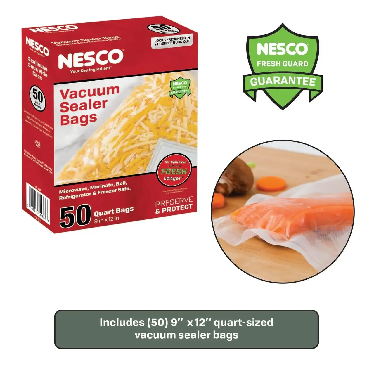 NESCO ®   Saco selador a vácuo VS-05B, 8,6 x 12 polegadas, 50 contagens