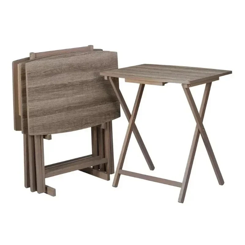 

5pc XL Oversized Tray Table Set, Rustic Grey
