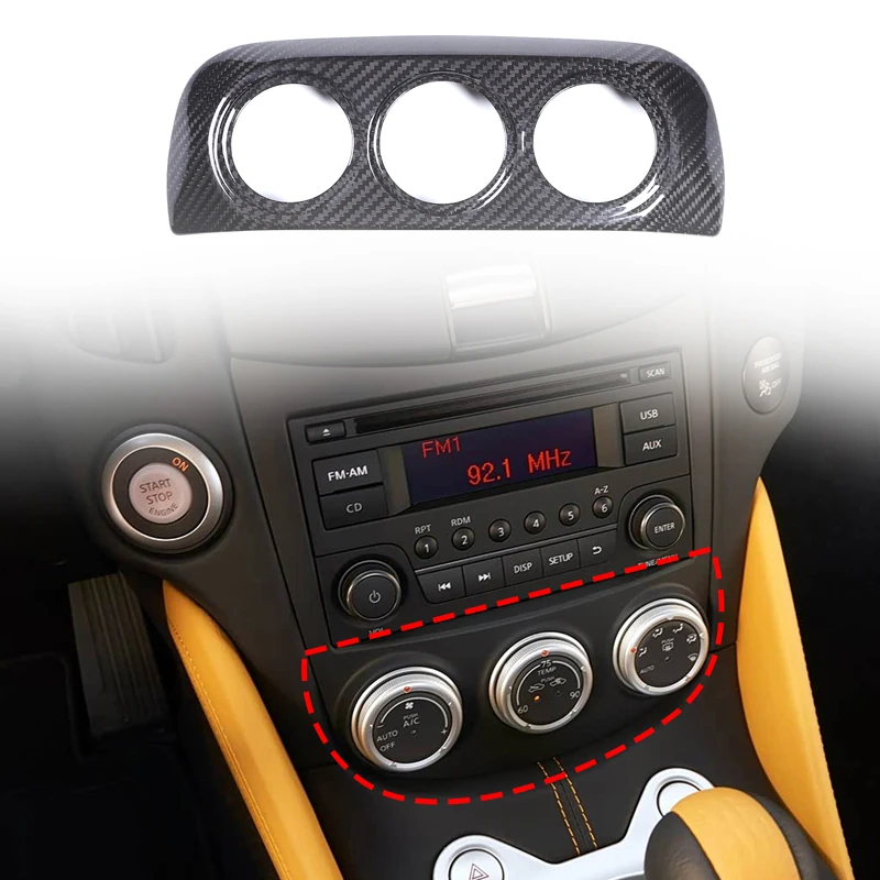 

Для 2023 + Nissan 400Z Z34 центральный переключатель кондиционера декоративная рамка аксессуары для салона автомобиля из настоящего углеродного волокна