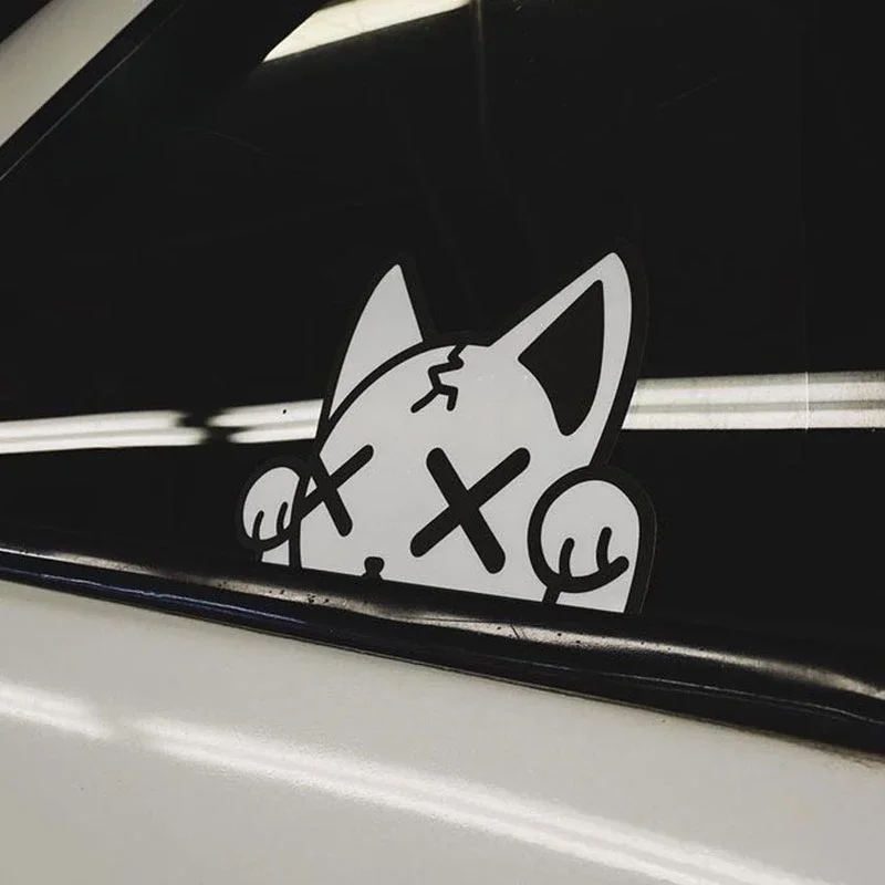 1PC Maneki-neko Xx Eye JDM Pegatinas para Coche, Calcomanías de Gato de la Suerte de Dibujos Animados, Decoración Linda para Ventana de Auto, Accesorios Impermeables para el Coche