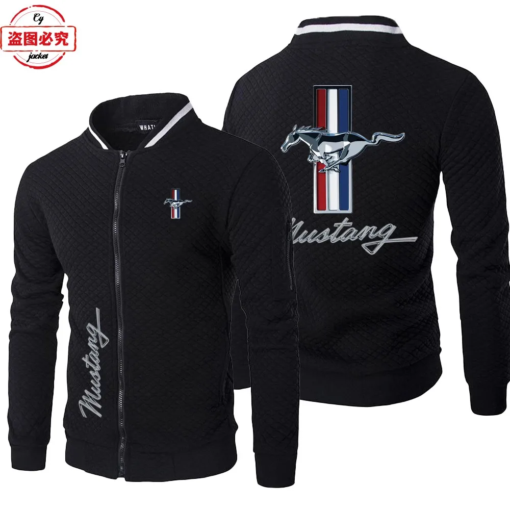 Ford Mustang logo printed jacket loose long-sleeved men's spring and autumn top stand-up collar racing suit group uniform