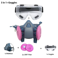 7502 Silicone Respirator Gas Mask With 2097 Filter Goggles Set For Dust Spray Painting Formaldehyde Welding Grinding carpentry