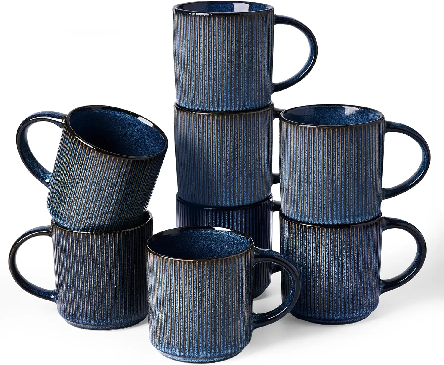 

Набор из 8 керамических кофейных кружек, 12 унций, с дизайном в виде звезд, подходят для посудомоечной машины и микроволновой печи, синяя глазурь «Небула»