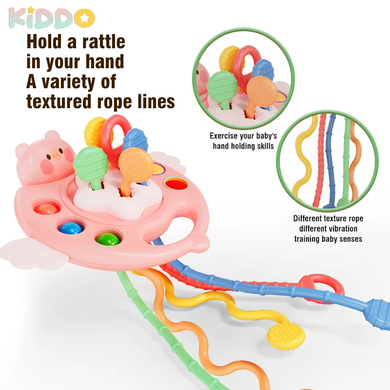 Jouets de développement mentaires oriel Montessori en silicone pour bébé, ficelle de nervure, prise des doigts, formation, apprentissage précoce, jouets éducatifs, 1-3 ans, Noël