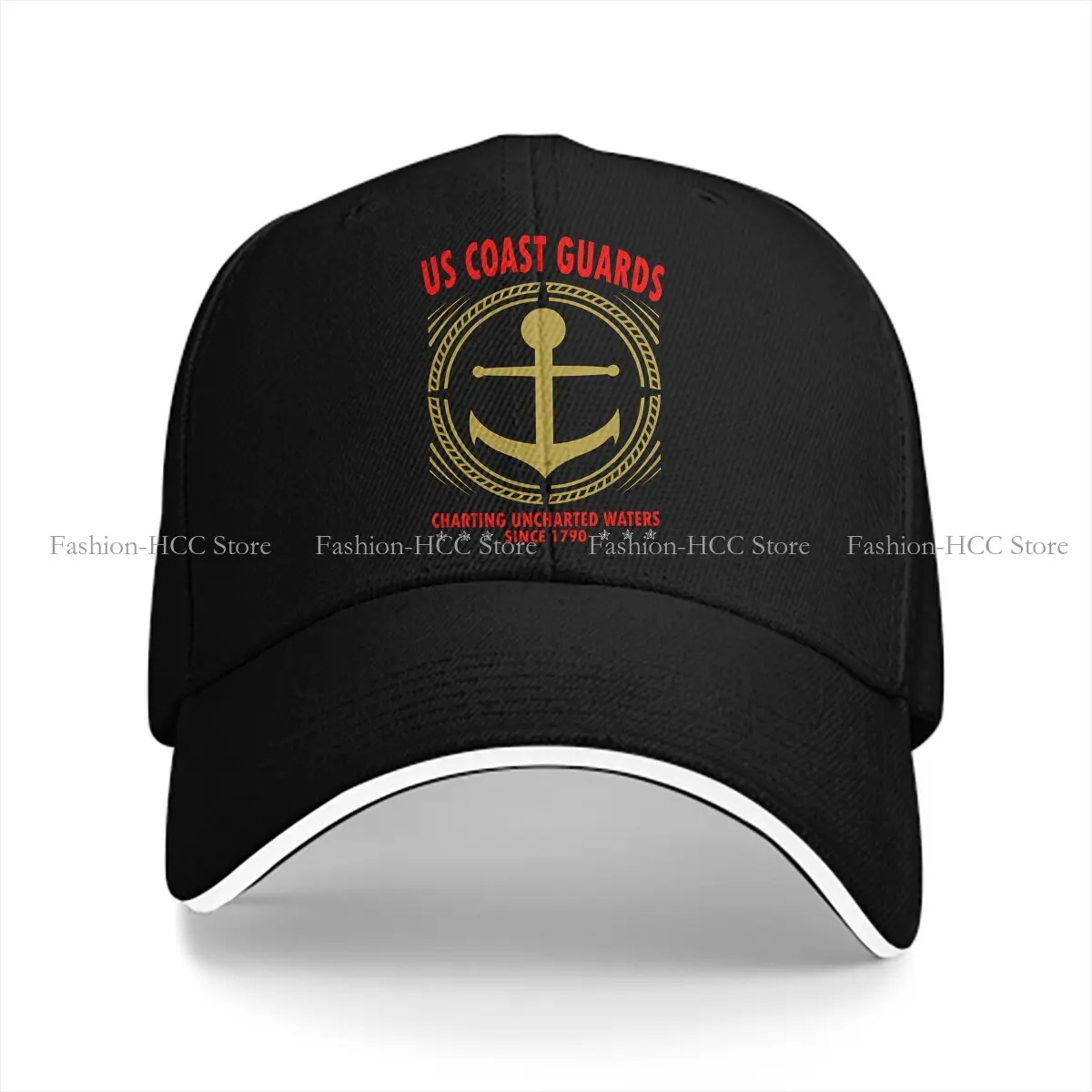 Washed Men's Baseball Cap US Coast Guards Charting Waters Since 1790 Trucker Snapback Caps Dad Hat Uncharted