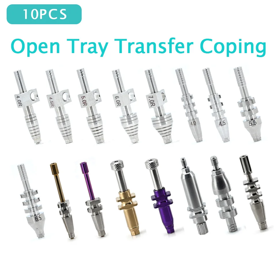 10 Pcs Open Tray Impression Coping Pick-Up Set Dental Implant Transfer Internal Hex Fit Osstem Dentium ITI Adin Lab Compatible