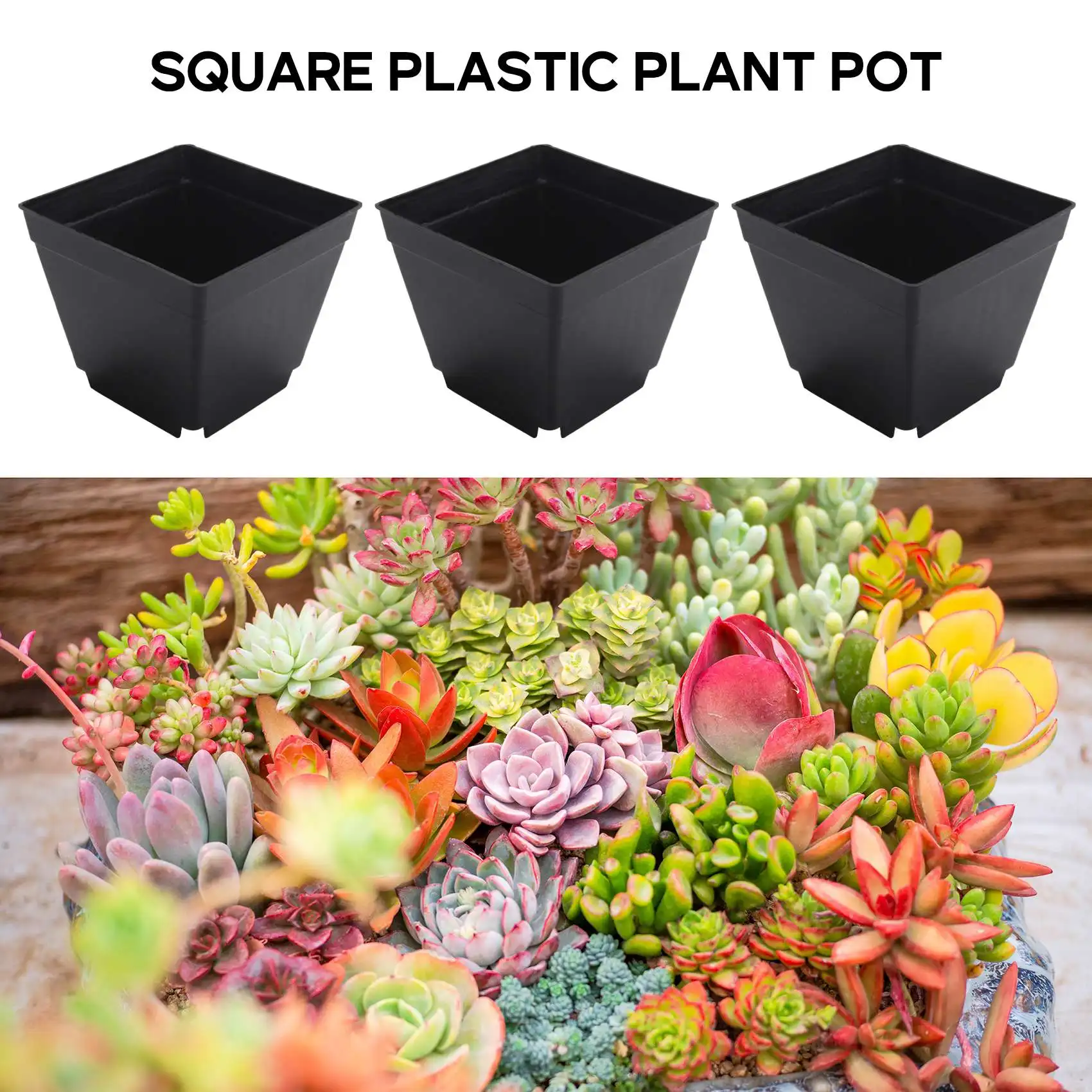 

ABHU 30 Pack 4Inch Black Square Plastic Plant Pots,Seedling Nursery Transplanting Planter Container For Garden