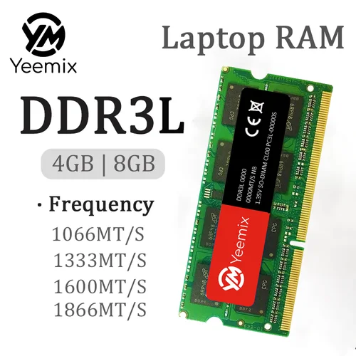 Yeemix DDR3L 4GB 8GB 1066 1333 1600 1866MHz PC3L-8500 PC3L-10600 PC3L-12800 PC3L-14900 SO-DIMM 204PIN Memoria RAM para computadora portátil 1,35 V