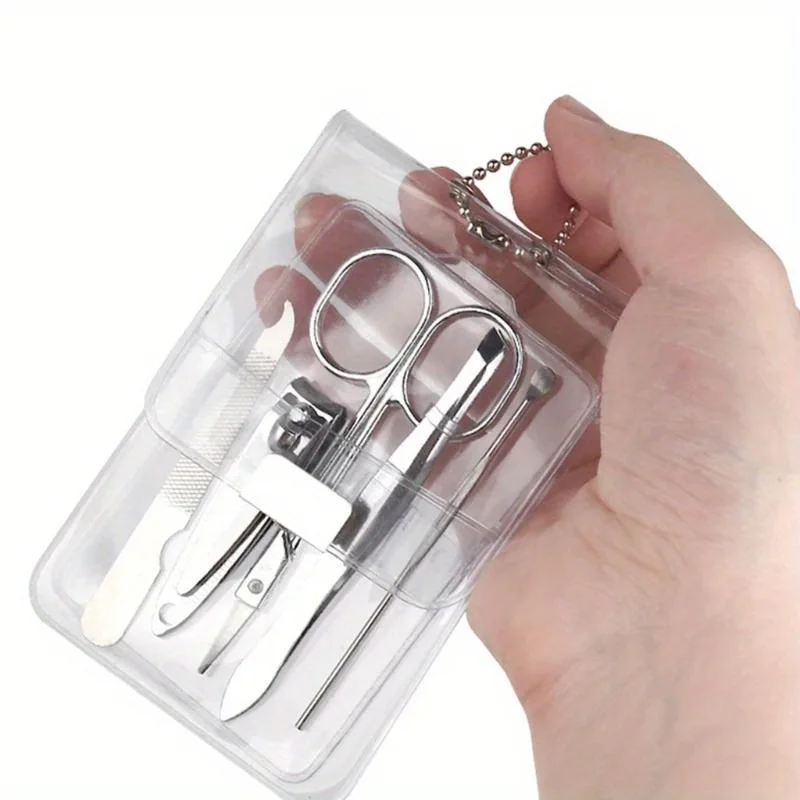 Carbon Steel Manicure Tool Set 5-Piece Portable Nail Care Kit with Scissors, Nail File, Ear Pick, Tweezers for Home Travel Use