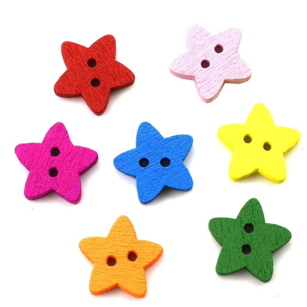 

500PC 13MM Cute Star Sewing Wooden Buttons 2 Holes Kids Scrapbooking Embellishments Buttons Crafts Sewing Clothing Accessories