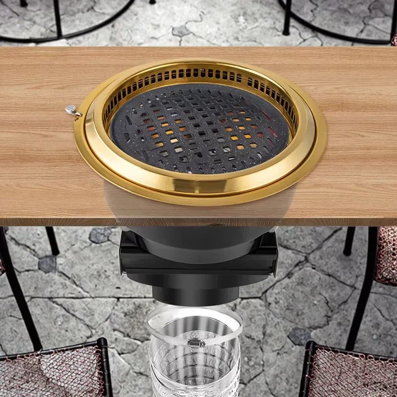 Portable Stainless Steel Korean BBQ Grill Table for 5 Persons Foldable Design with Remote Control Non Stick Surface Safe