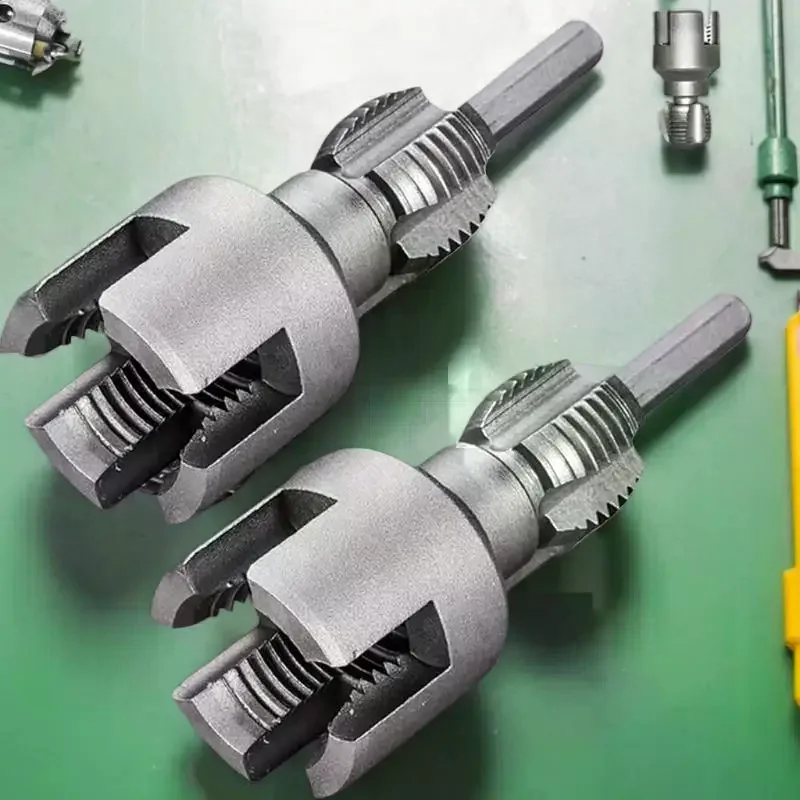 Electric Drill Compatible PVC Pipe Threader Kit Pipe Thread Cutting Tool Integrated Internal & External Pipe Threading Tool