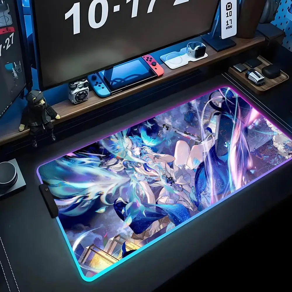 

Игровой коврик для мыши Shorekeeper RGB, большой светодиодный коврик для ПК, светящийся коврик для мыши, большой коврик для клавиатуры, настольный коврик с подсветкой