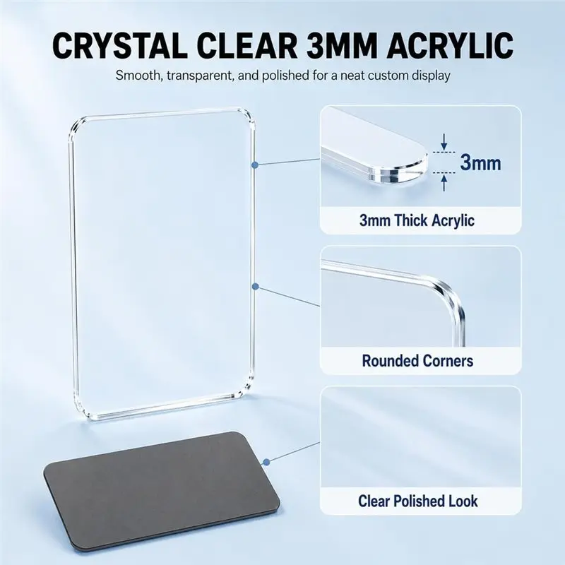【CYBER MONDAY】Fridge Magnet Kit- DIY Clear Acrylic 20Pcs, 1.2X2inch Rectangle Transparent Photo Magnets Blank With Adhesive
