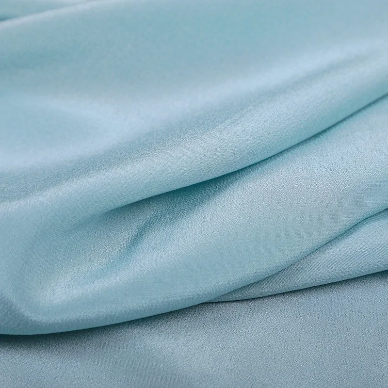Solid Color Silk Crepe De Chine Fabric for DIY Sky Blue Dressmaking Cheongsam 114CM Wide 15MM Thick Summer Thin Silk Fabric R033