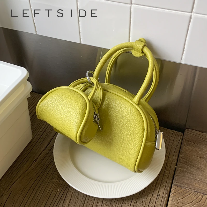 

LEFTSIDE 2 Pcs/set Short Handle Crossbody Bags for Women Mini PU Leather Shoulder Bag 2025 New Designer Purses and Handbags