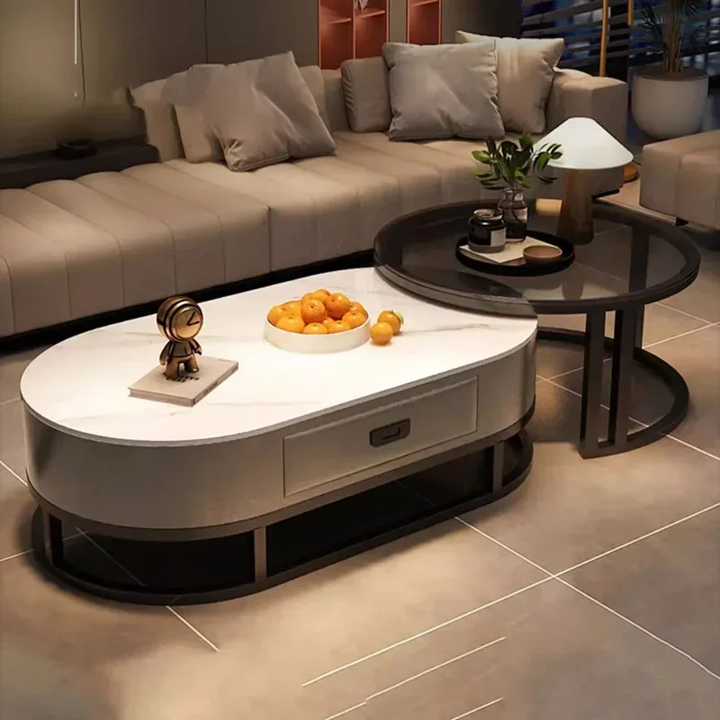 European Marble Coffee Table for Living Room Non-Slip Feet Reliable Performance Easy Installation Space Saving Durable Build