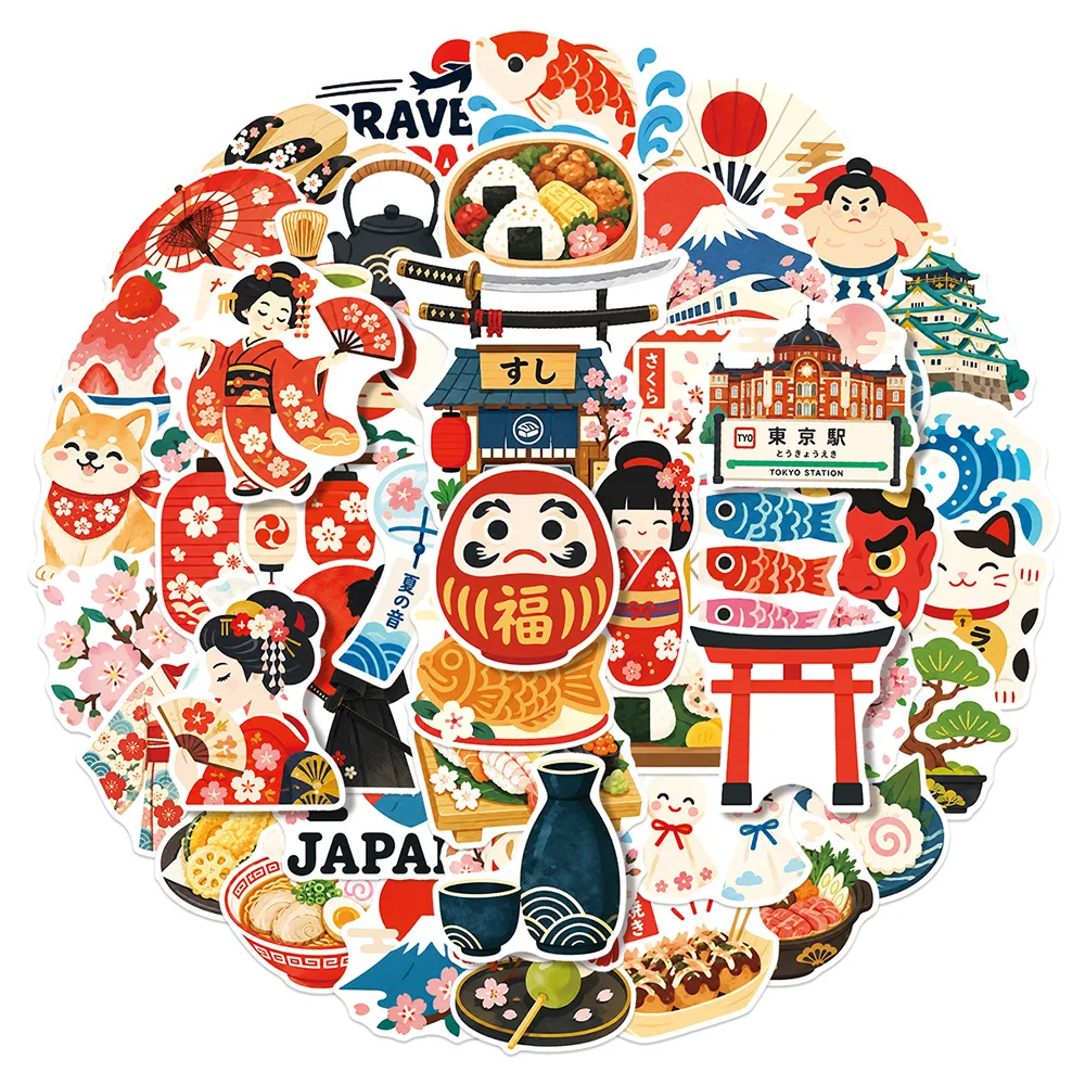 10/30/50pcs Retro Japan Showa Style Culture Stickers Aesthetic Graffiti Decals Guitar Skateboard Laptop Cute Cartoon Sticker Toy 2