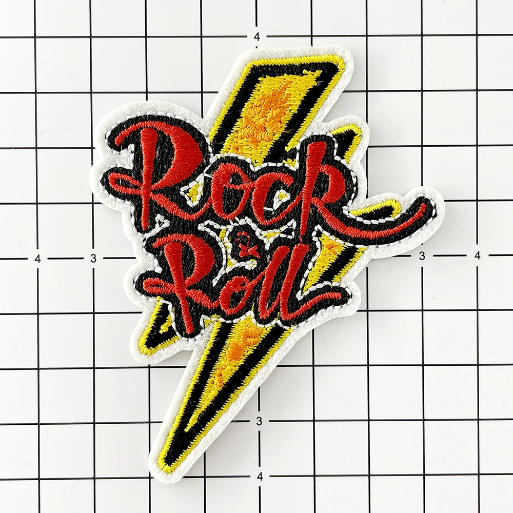 Rock and Roll Lightning Iron on Patches Cloth Mend Decorate Patch Clothes Apparel Sewing Decoration Applique Cover Repair Hole