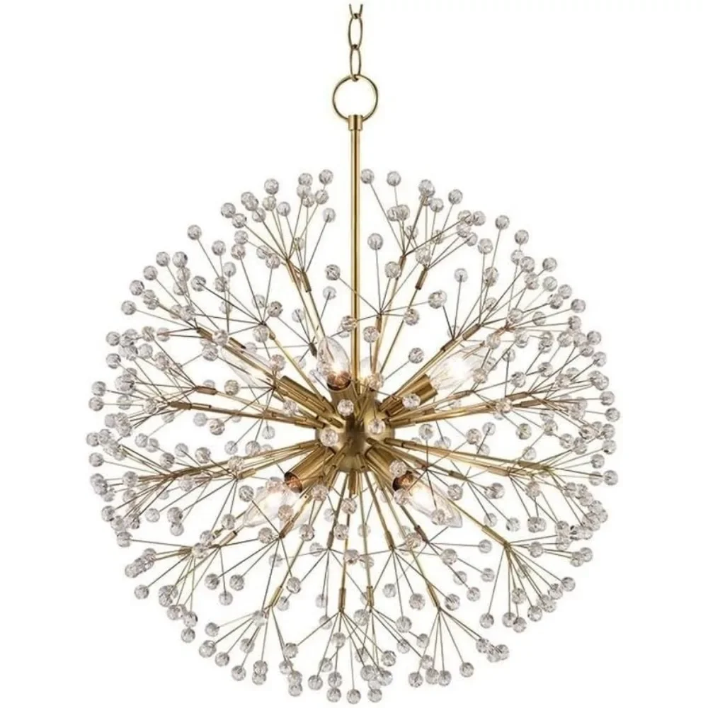 Pendant chandelier  Eight Light Chandelier 20 Inches Wide by 24 Inches High-Aged Brass Finish -Installation Hanging chandelier