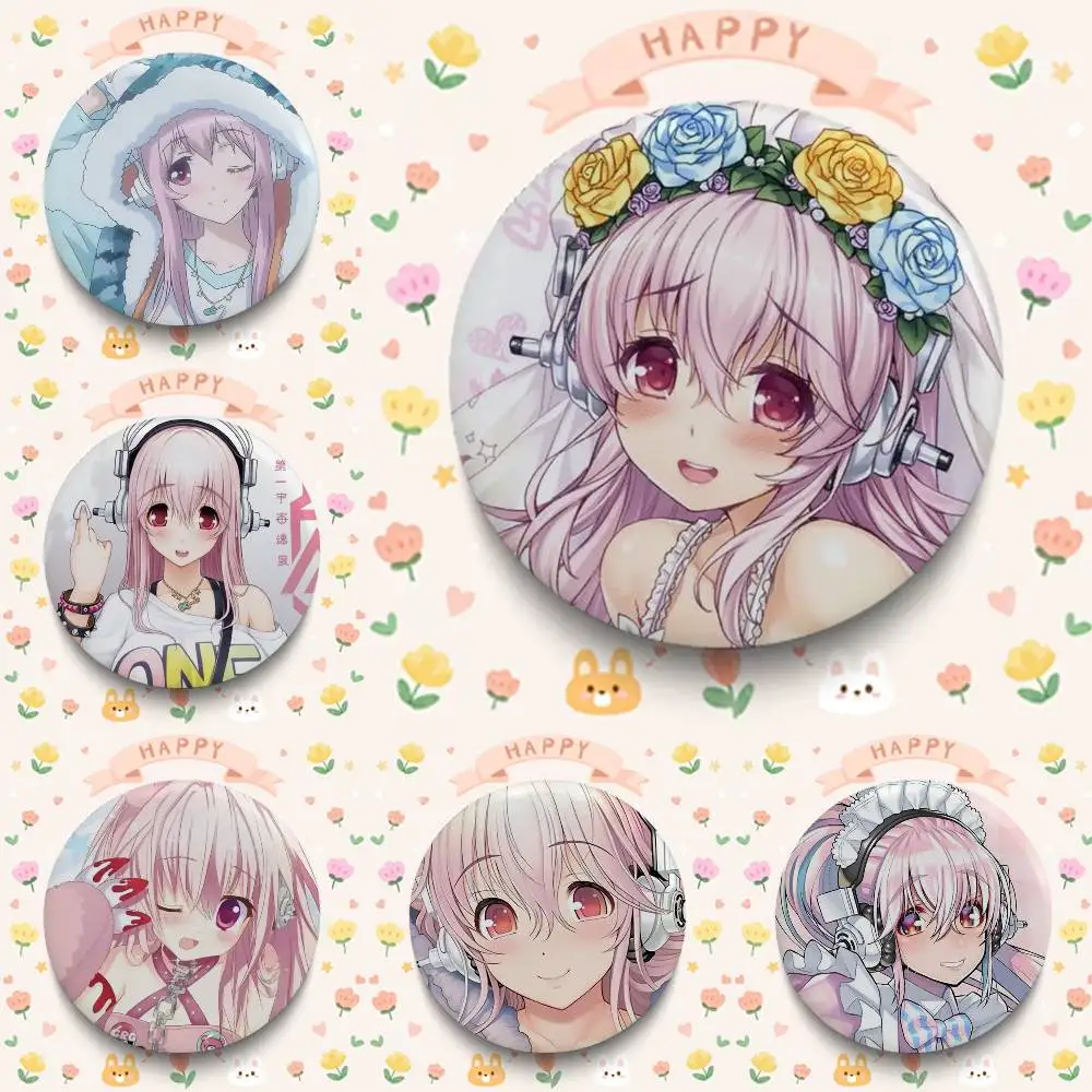 1pc Cute S-Super S-Sonico Cartoon Badge 25 32 44 58 75 Mm Round Cosplay Pin Bag Decor Fans Collect Friends Gifts Brooch Souvenir