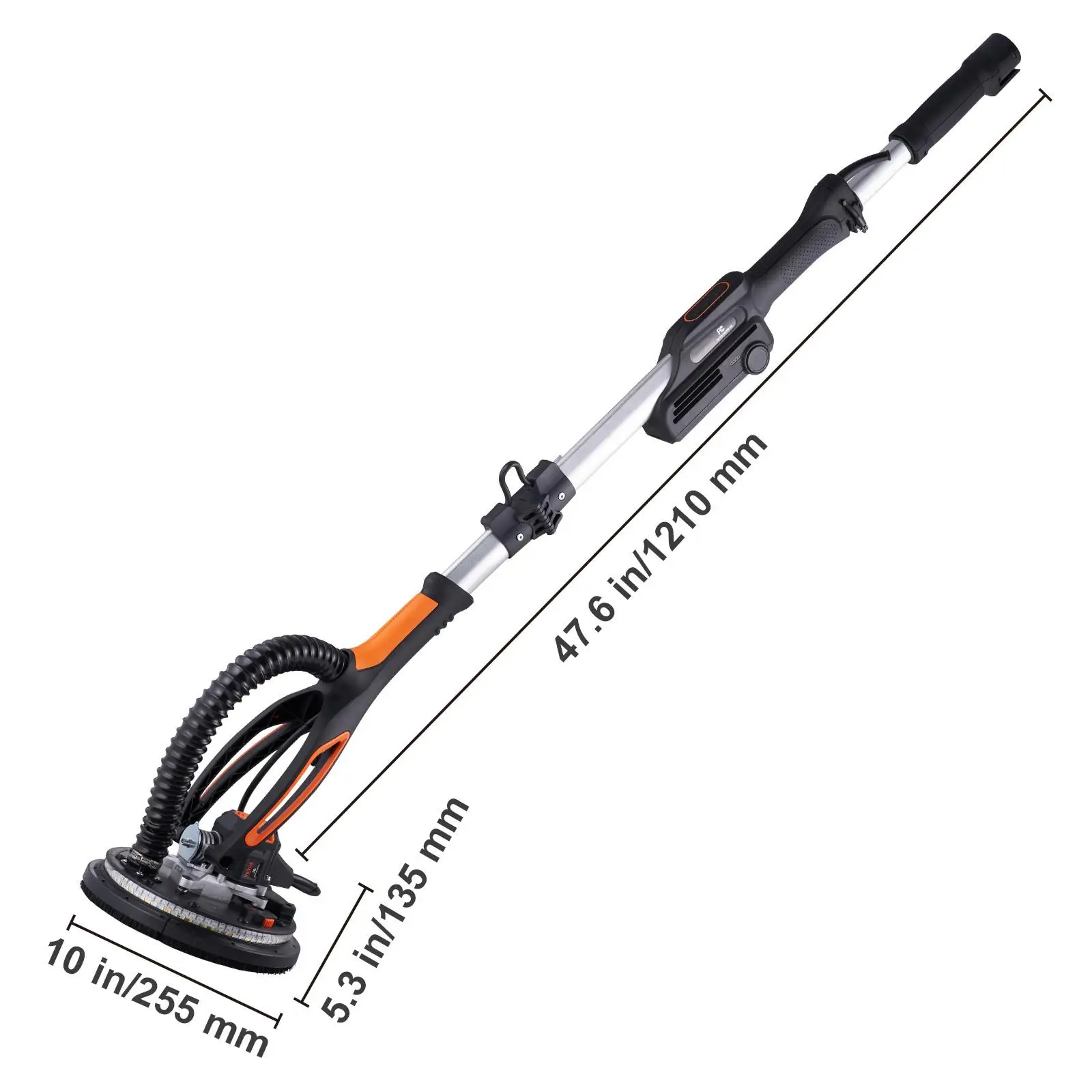 800W Brushless Drywall Sander 1000 2300 RPM Variable Wall Sander Foldable Ceiling Sander Double Deck Lights Extendable Handle with 12 Sanding Discs