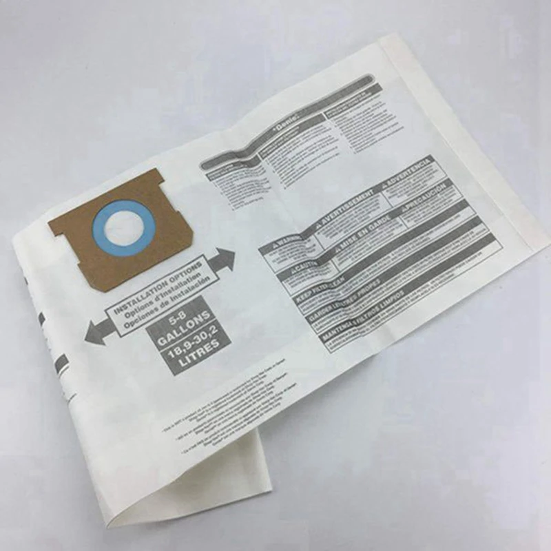 10 Pcs Vacuum Filter Bag For Shop Vac 5-8 Gallon Type E,Dry Wet Disposable Collection Dust Bags, 9066100,90661,906-61