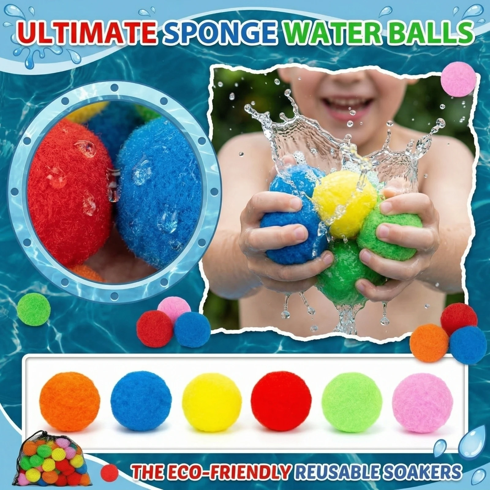 50 個再利用可能な水スポンジボール屋外プールビーチ水おもち - Party Games Easter For Family のレビューと価格
