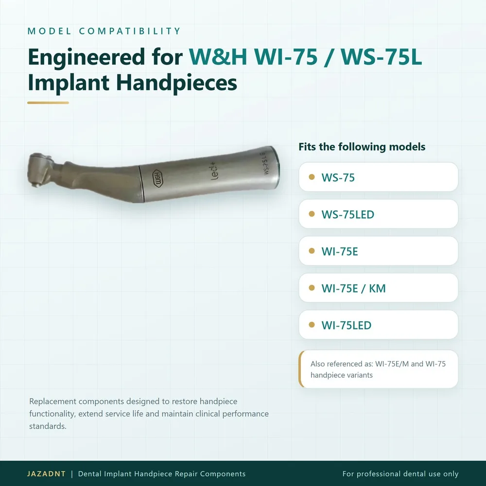 Dental Implant Handpiece Spare Parts for W*H WS-75L WI-75 Gear Cartridge Drive Shaft Contra Angle Head Stainless Steel Repair
