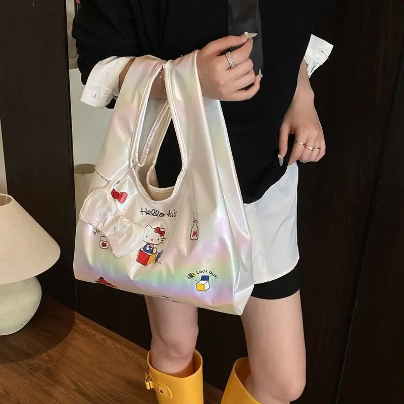 سانريو الكورية نمط حقيبة كتف كيتي حقيبة كتف سعة كبيرة موضة حلوة نمط طالب فتاة متجر حمل حقيبة حقيبة كتف