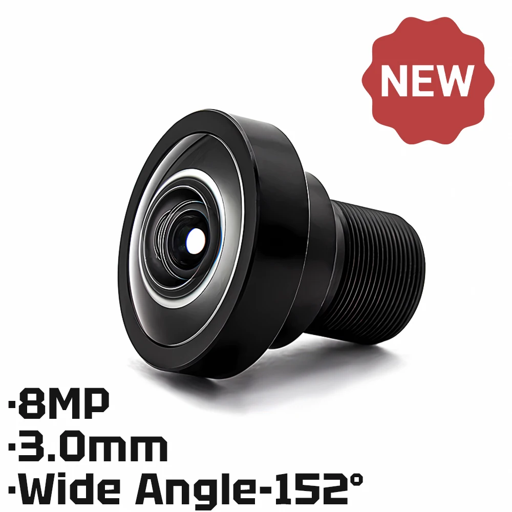 

WGWK CCTV Camera Lens 8MP 3.0mm M12 Mount Fisheye 152 Degree Wide Angle F1.6 1/1.8" Format 650nm Filter For Security IP Camera
