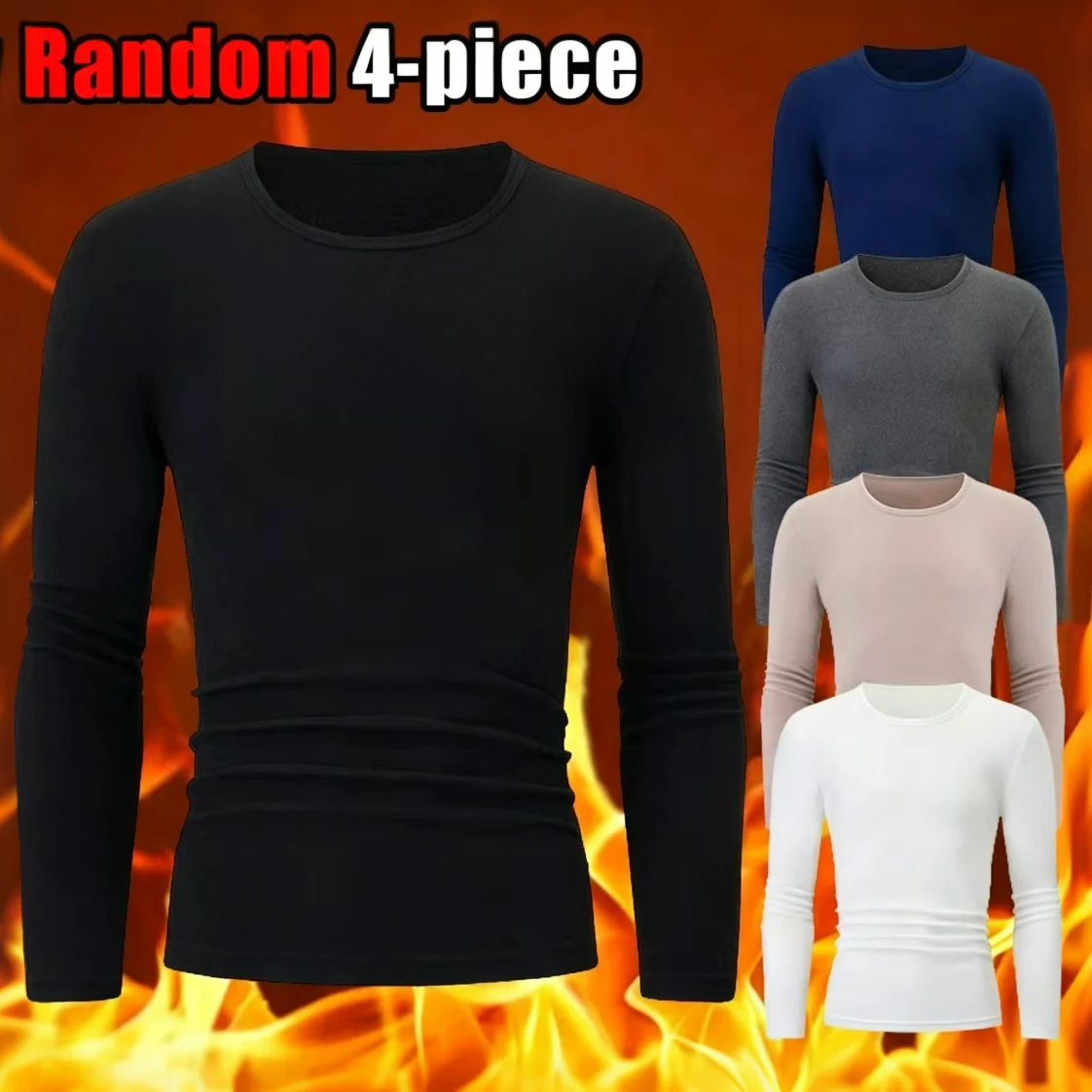 1/4Piece Men's Long Sleeved T-shirt Round Neck Youth Autumn And Winter Solid Color Casual Sports Comfortable Plus Size Inner Top