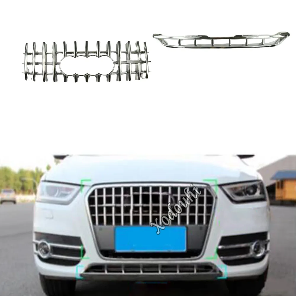 

Car Body License Plate Trim ABS Chrome Racing Grid Grill Grille Hoods Panel Frame For VW Audi Q3 2013 2014 2015