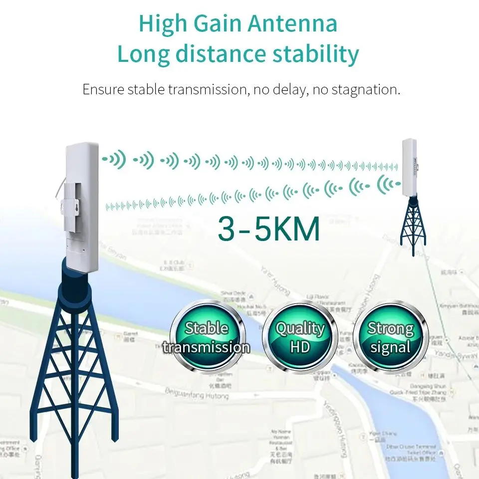 Imagem -02 - Extensor Wifi ao ar Livre Cpe Roteador 300-900mbps Ponte Wifi à Prova de Intempéries Alta Potência Amplificador sem Fio Repetidor 48v Poe 5km Pcs