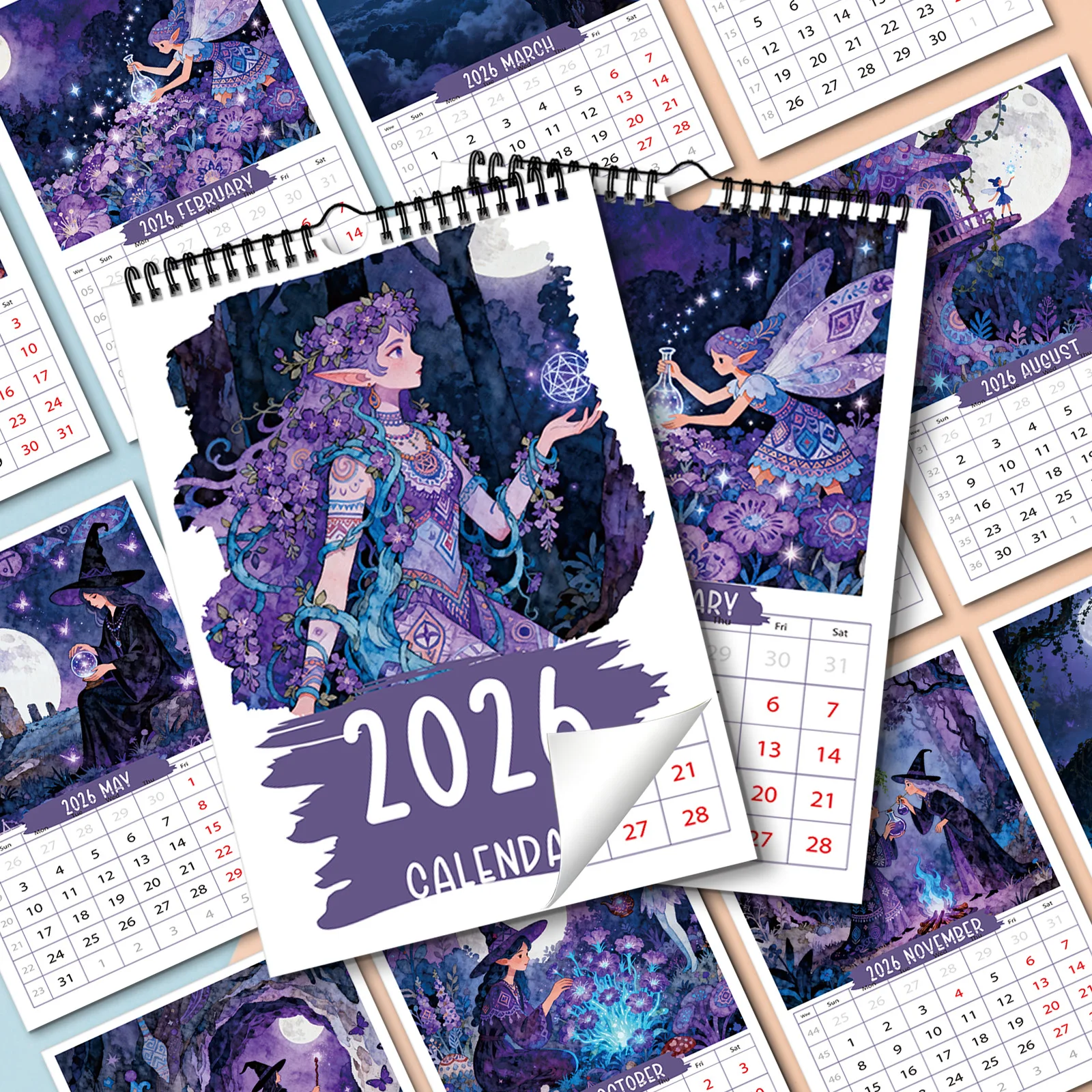 

1PC Enchanting Fantasy Fairy 2026 Calendar, Fit for Creative Studio and Cozy Home Nook Decoration,Perfect for Fantasy Fans
