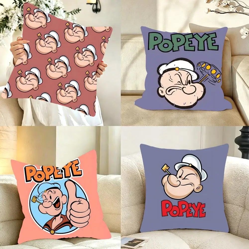 Vintage Cartoon P-Popeye the Sailor Cushion Cover Bedroom bed reading backrest cushion Festive plush holiday Soft plush throw