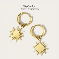 YACHAN Fashion Stainless Steel Gold Color Sun Pendant Drop Earrings For Women High Quality Dangle Earrings Trendy Jewelry