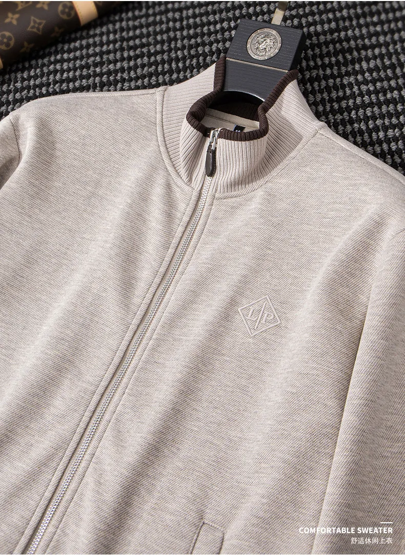 Minglu Autumn Winter Wool Men's Sweatshirts Luxury Solid Color Stnad Collar Letter Embroidery Sport Casual Male Hoodies 4XL