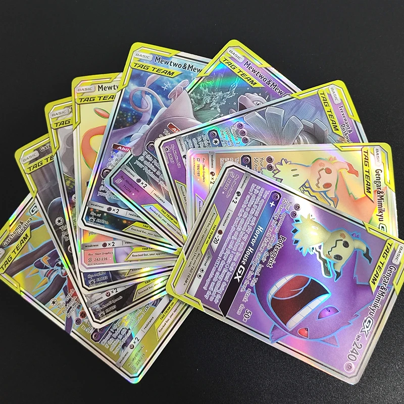 100PCS/Box DIY PTCG English Celebi Torkoal Meowth Wobbuffet Sableye Gengar Mimikyu Mewtwo Mew Sylveon Hobby Collection Card Toy - Image 6