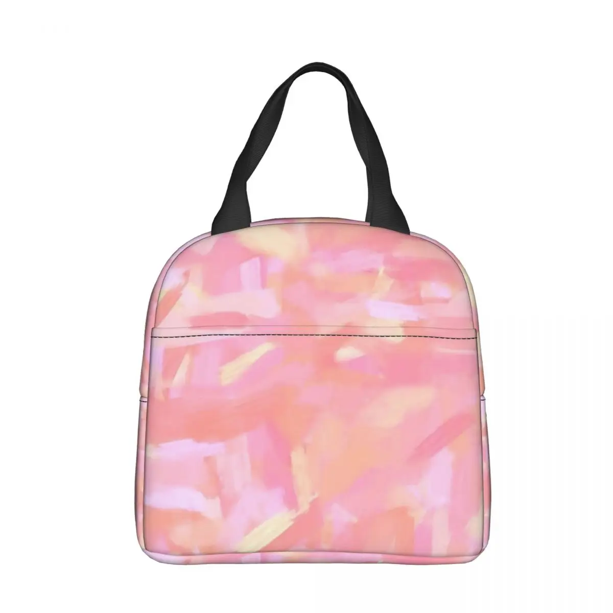 Pink Paint Brush Effect Insulated Lunch Bags Thermal Bag Reusable Leakproof Tote Lunch Box Food Storage Bags Office Picnic