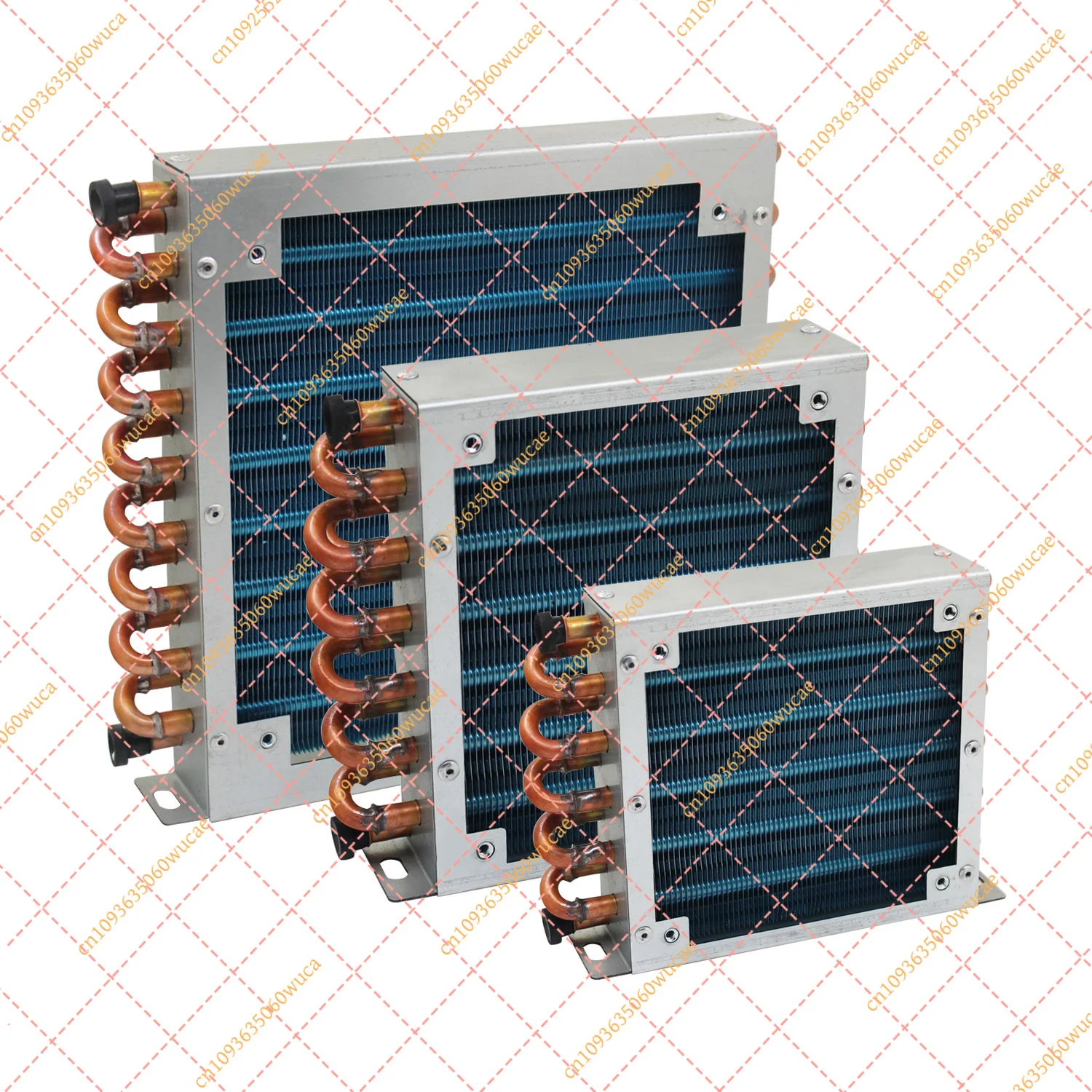 Small Shell Condenser Radiator with Fan, Copper Tube Aluminum Fin Heat Exchanger for Refrigerator Freezer (173x132x38mm)