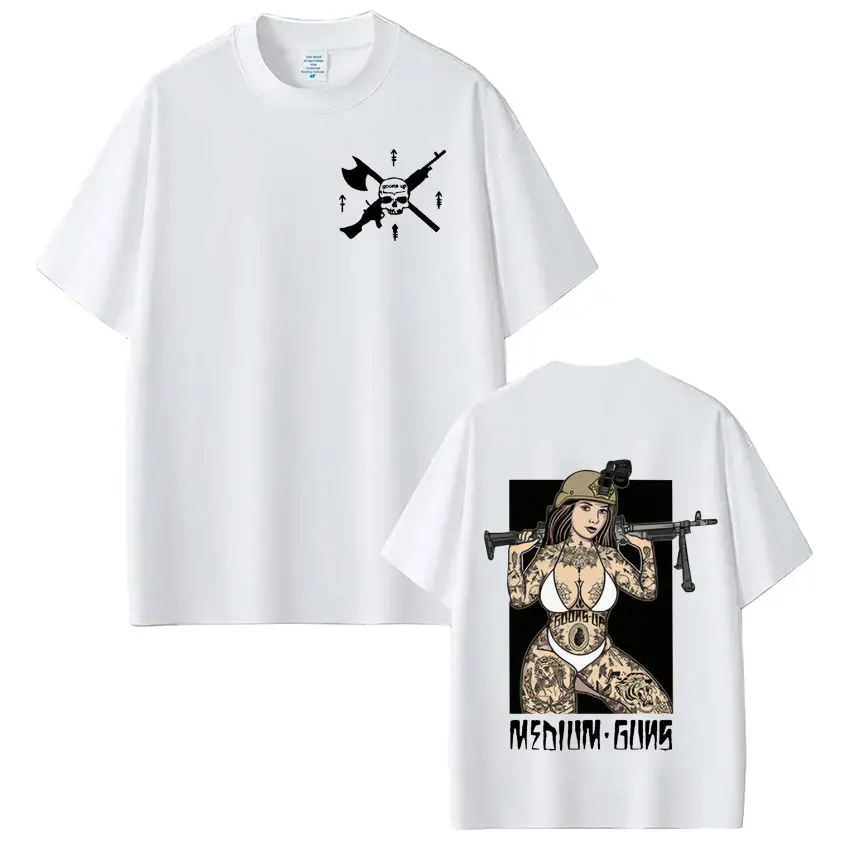 Forward Observations Group Medium Guns Pin Up T-shirt Men Women Fashion Vintage T Shirts Oversized Casual Short Sleeve Tee Shirt