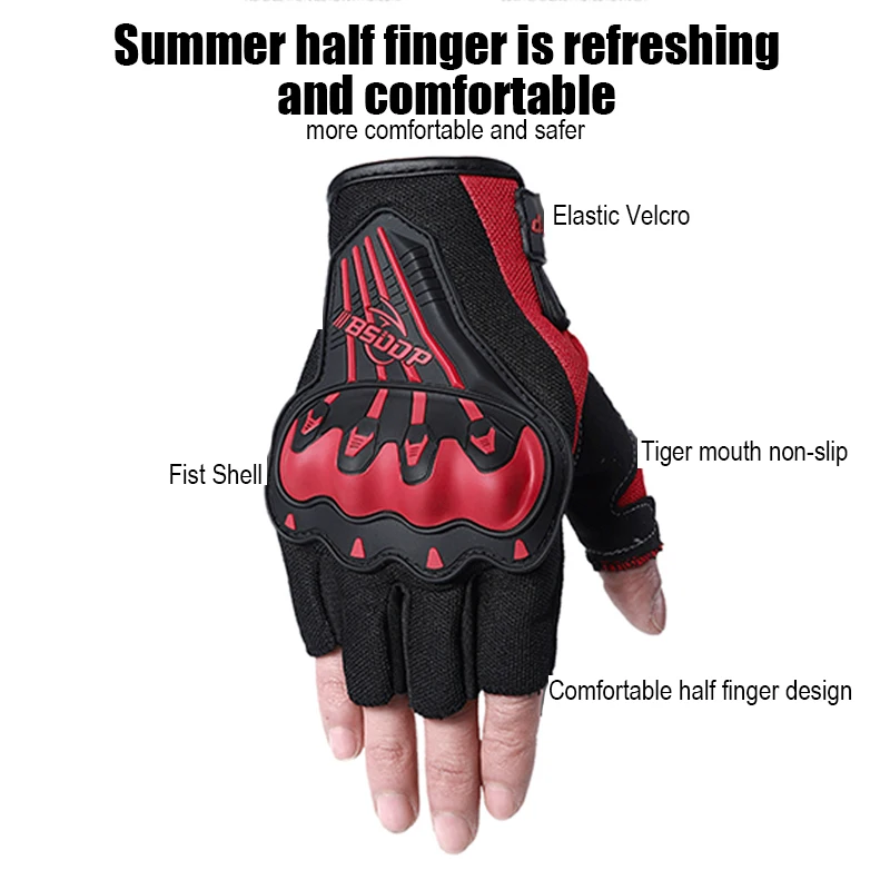 1 Pair M L Xl Xxl of Summer Off-Road Motorcycle Gloves Breathable Outdoor Riding Anti-Fall Anti-Skid Half Finger Gloves