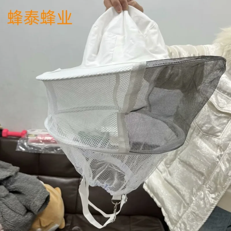 Anti-bee Cap White Double-layer Pure Cotton Anti-mosquito Bee Sting Face Net Hat Protective Cap, Wholesale of Beekeeping Tools